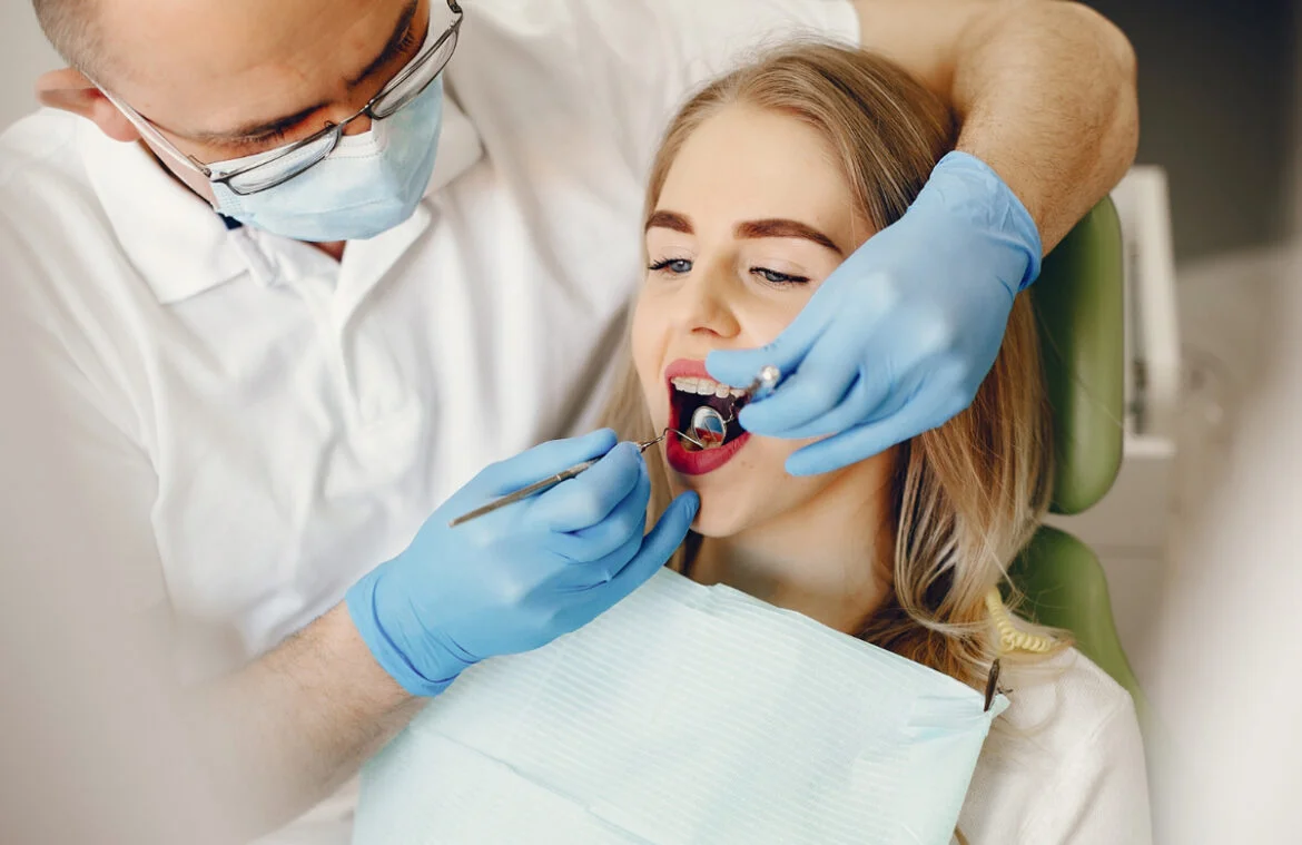 Beautiful Girl Sitting Dentists office